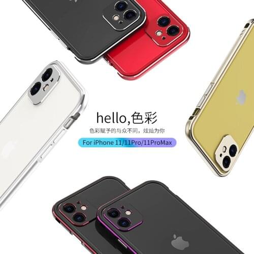 For Apple iPhone 11 Pro Max Luxury Colorful Fashion Aluminum Alloy Bumper For iPhone 11 Metal Slim Frame Camera lens Protector
