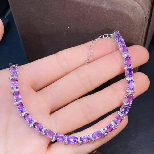 100% New Arrival Natural and Real Natural And Real Amethyst Bracelet 925 sterling silver Fine jewelry Amethyst Bracelet