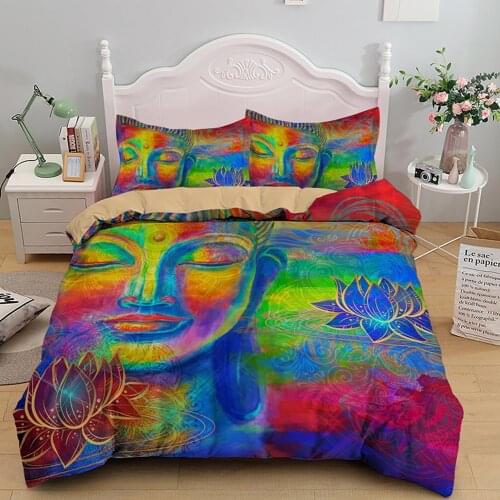 Buddha Bedding Set Queen King 14 Sizes Bedcloth For House Comfort Covers Duvet Cover With Pillowcase 2/3Pcs Luxury Home Textile