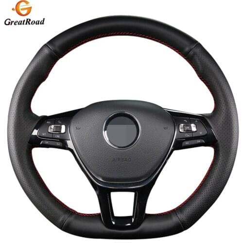 Handsewing Black PU Artificial Leathe Steering Wheel Covers for Volkswagen VW Golf 7 Mk7 New Polo Passat B8 Tiguan Sharan Jetta