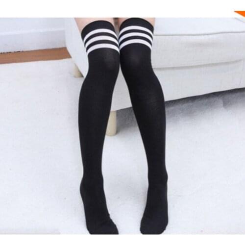 Women Girl Over the Knee Thigh High Thick Stripe Striped Stockings