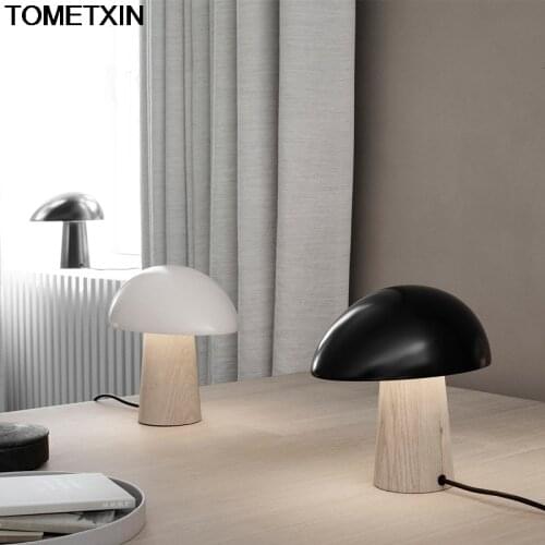 Mushroom lamp wood Bedside table lamps desk home Decoration bedroom be night dorm room Decor Nordic light hotel study Bedside