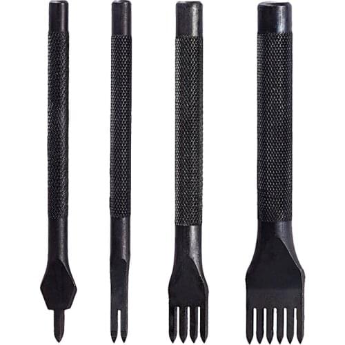 4PCS Leather Tools Sculpting Leather Craft Hole Punch Tool Diamond Point Chisel Professional Hole Punch 1+2+4+6 Teeth