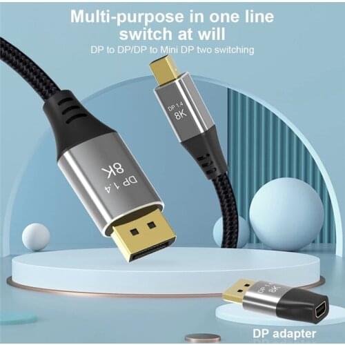 Mini DisplayPort to DisplayPort Cable DP 1.4 to DP extension Cable 8K 4K 144Hz Display Port Connector Adapter Video PC Laptop TV
