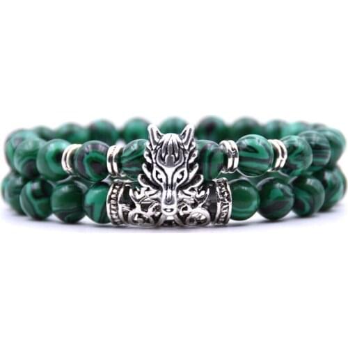 KANGKANG 2 pieces /set Trend 18 colors Natural stone bracelets animal bracelets For Women Men Cool hot Selling bracelet