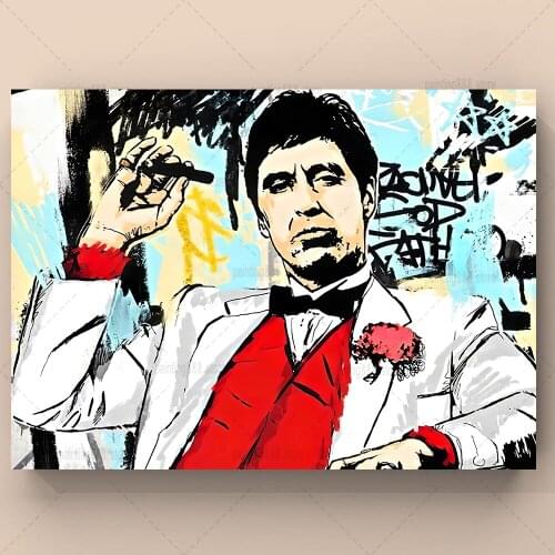 Scarface Pop Art Canvas Painting Posters Wall for Living Room Home Prints Tony Montana Canvas Wall Art Picture Decor Cuadros