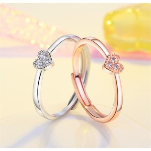 Simple Heart Ring For Women Female Cute Finger Rings Romantic Birthday Gift For Girlfriend Fashion Zircon Stone Jewelry