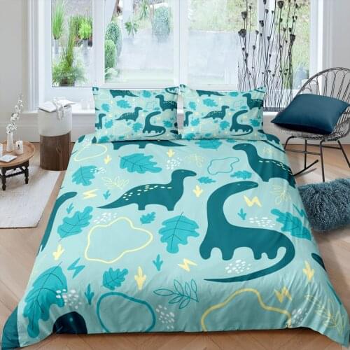 3D Printed Dinosaur Bedding Set Cartoon Animals Duvet Cover Sets Pillowcase Single/Double/Queen/King Children Room Quilt Set