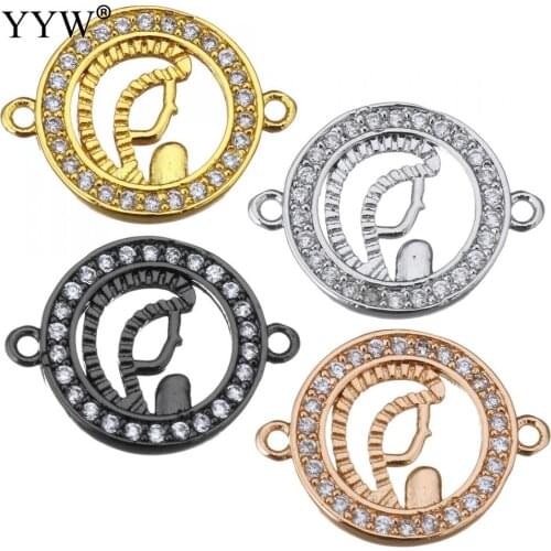 Brass jewelry Connector Fashion micro pave cubic 1/1 loop jewelry in Bulk Donut plated