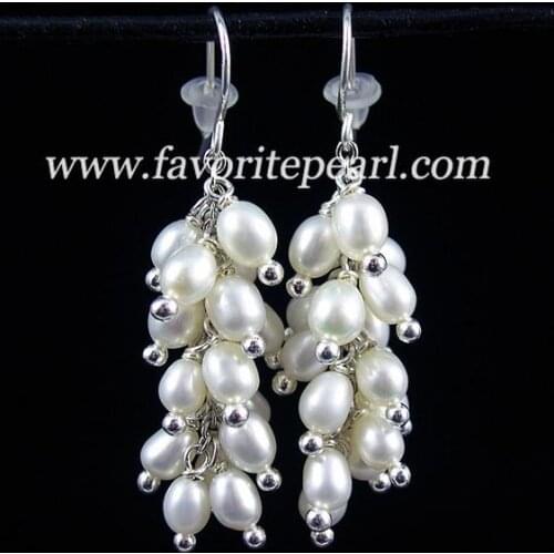Favorite Pearl Earrings AAA 3-3.5mm White Color Rice Natural Freshwater Pearl Dangle Earring Set Classic Jewelry For Women Gift