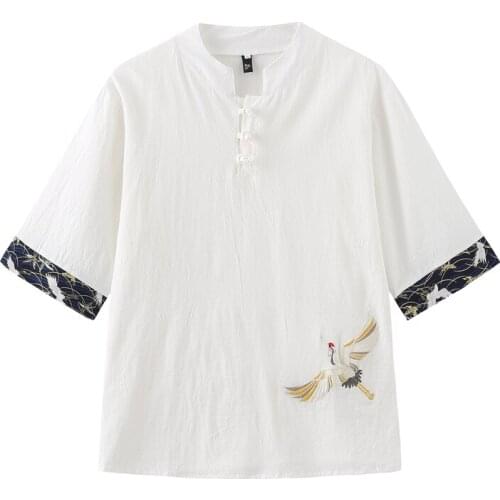 Fashion T Shirt For Men Tshirts Streetwear Male Causal Summer Short Sleeve Crane embroidery Stylish Tee