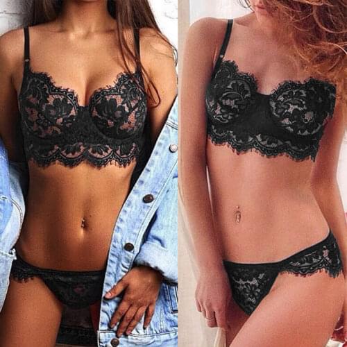 Fashion Womens Sexy Lace Sleepwear Underwear Suit Lingerie Bra + Pants G-string Set Nightwear