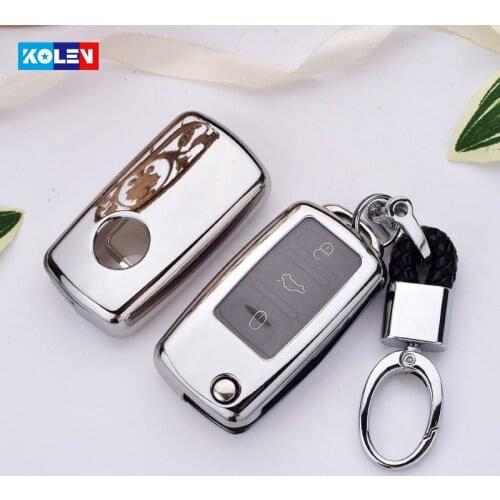 Plating Soft TPU+PC Car Remote Key Cover Case For Volkswagen VW Magotan Polo Touran Passat B5 B6 B7 B8 Jetta Lavida Car Keychain