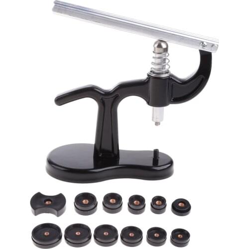 Watch Press Set Back Case Cover Press Closer Watchmaker Presser Remover Holder Repair Tool with 12 Dies Dies Size 18mm to 50mm