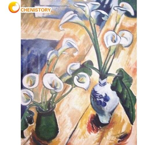 CHENISTORY Paintings By Numbers Morning Glory Handmade Canvas DIY For Adults Kit Acrylic Paint Picture Coloring By Numbers Art