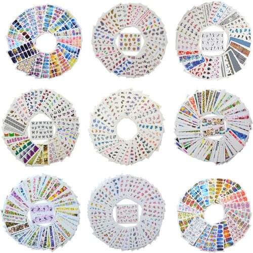 Wholesale Nail Art Sticker Sets Water Decals Flower Jewelry Necklace Peacock Owl Slider Nails Love Manicure Set