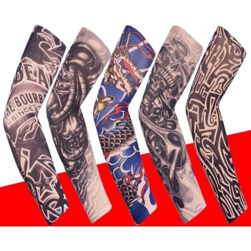 Outdoor Cycling 3D Tattoo Printed Arm Sleeves Sun Protection Bike Basketball Compression Arm Warmers Ridding Cuff Sleeves Unisex