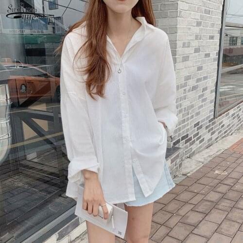 New Vintage Oversize Spring Femme Shirt Women Long Sleeve Cotton Plus Size Blouses Femme Casual White Tops Girls Blouse 13137