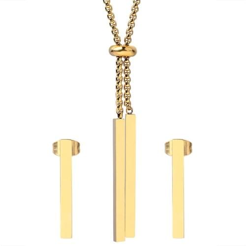 Parure Bijoux Femme Long Jewelry Sets Gold-color Stainless Steel Jewelry Sets for Women Wedding Party