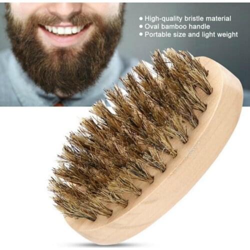 Professional Wood Handle Badger Beard Brush Men Boar Bristle Beard Shaving Brush Men Mustache Brush Facial Beard Grooming Tool