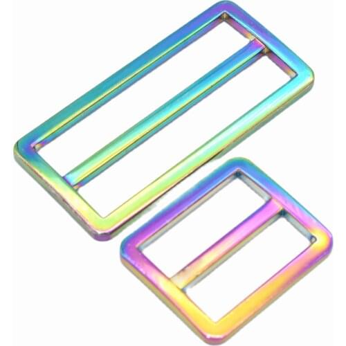 Rainbow Adjuster Buckles Slide Buckles Belt Buckle Strap Keeper Handbag Webbing Hardware Sewing for Bag Belt Clothes 1"/2"