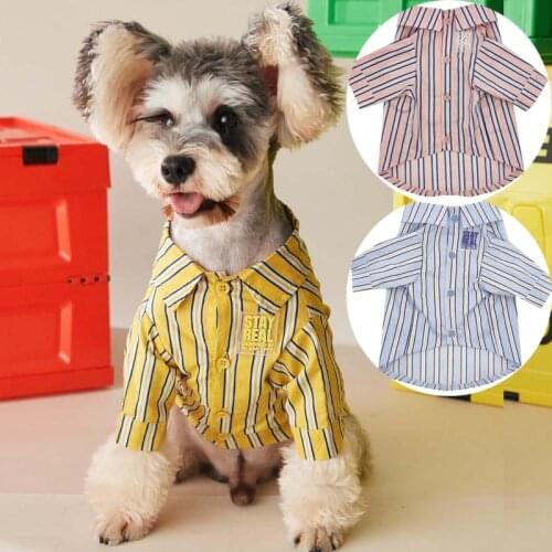 Spring and summer Dog Shirts British Style stripe Dog Shirts Cotton Pet Puppy T-Shirt Dog Clothes For Small Medium Dogs Cat