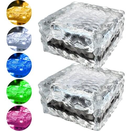 Solar Garden Lights LED Ice Cube Lamp 1/2pcs Outdoor Lawn Lighting IP68 Waterproof Brick Stair Decor Light for Courtyard Pathway