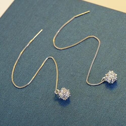 Silver Crystal Ball Earrings Ear Long Line Fashion Models Cute Vintage Jewelry Super Flash Jewelry