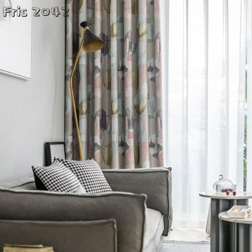 Modern Simple Curtains Double-sided Matt Shading Color Pupil Printing Curtains for Living Dining Room Bedroom
