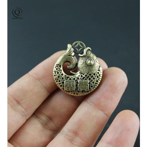 Vintage Brass Blessing Fish Keychain Lanyard Pendant Fashion Jewelry Lucky Men Car Key Chain Key Holder Handmade Artwork Gifts