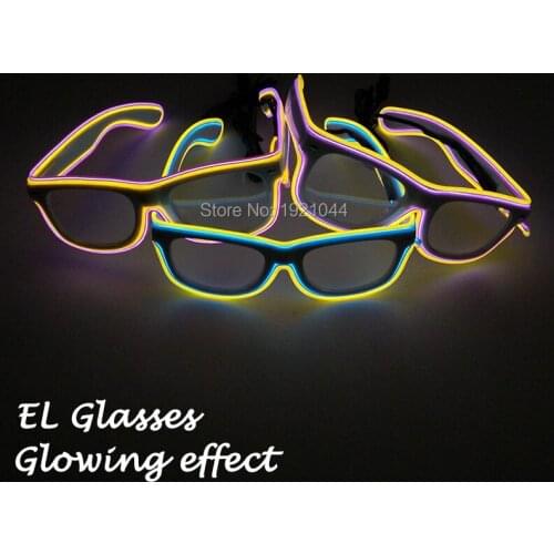 Glow Party Decoration Fashion Rave Party Glasses EL Wire Glowing Glasses Double Color White Frame Glasses