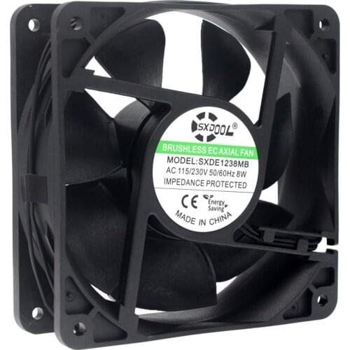 SXDOOL EC Motor Cooling Fan 120mm X 38mm AC 110V 115V 220V 230V Dual Ball 3000RPM 126CFM Powerful Computer Cabinets Axial Fans