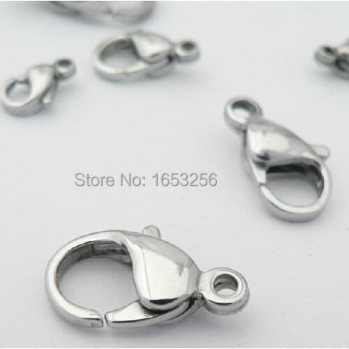 Wholesale Price Lot 100pcs 12mm Stainless Steel Lobster Clasps & Hooks Jewelry Findings & Accessories