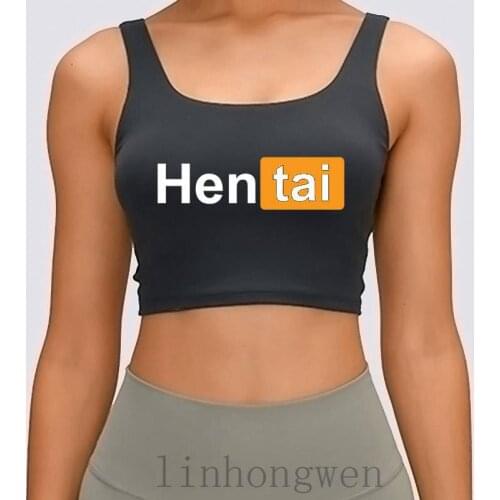 I Love Hentai Women Tank Top Crew Neck Letter Famous Spring Autumn Trend Building Knitted Crop Top