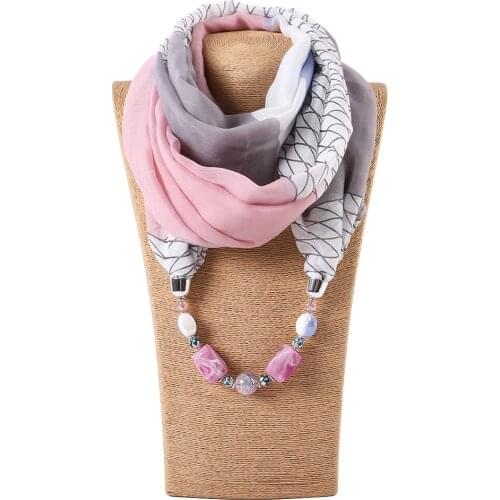 Chiffon scarf necklace jewelry bufanda mujer Statement Necklace Pendant Scarf Women Boho Neckerchief Foulard Femme Accessories