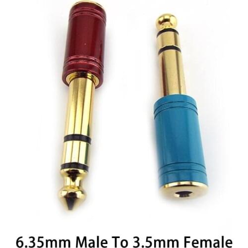 1pcs/4pc 6.35mm Jack Male Stereo Plug To 3.5mm Female Jack Audio Connector Headphone Amplifier Adapter Microphone AUX 6.35 3.5mm