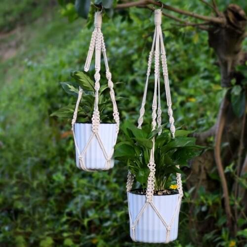 100% handmade macrame Knotted Flowerpot Basket Lifting Rope garden Plant Hanger Durable flower/pot hanger for wall decoration