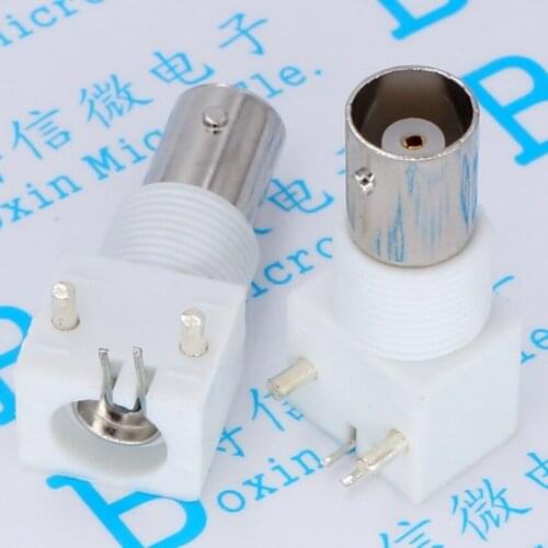 100PCS/Lot Q9 BNC Female Socket/Jack Connector Panel-Mount 90-degree White For CCTV Security Camera