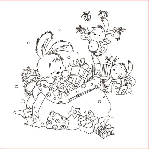 10x10 Bunny looking for a gift Transparent Clear Silicone Stamp Seal for DIY scrapbooking photo album Decorative clear stamp