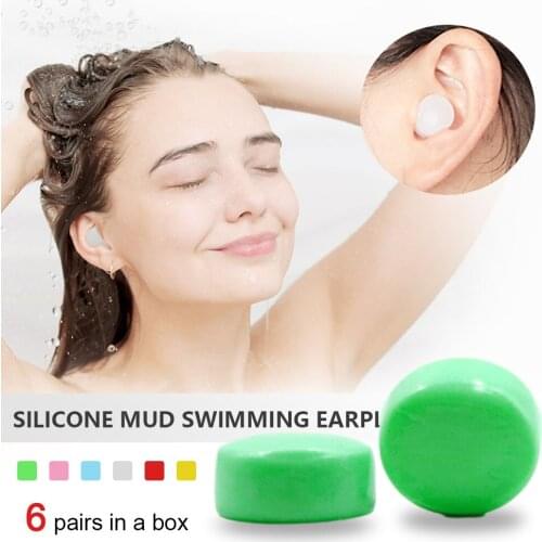 12PCS Earplugs Protective Ear Plugs Silicone Soft Waterproof Anti-noise Earbud Protector Swimming Showering Water Sports