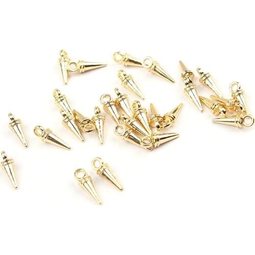 2018 New 50pcs/lot 13*4MM Zinc Alloy Gold Small Tip Needle Spike Charms Pendants For DIY Jewelry Tassel Drop Accessories