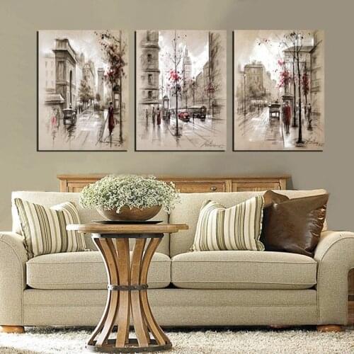 3 piece of urban household decorative painting painting abstract city street landscape of modern wall decoration painting