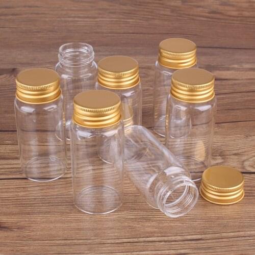 3pcs 60ml 37*80mm Candy Bottles Glass Jars with Golden Aluminum Caps Glass Bottles Storage Jars Pill Container for Wedding Favor