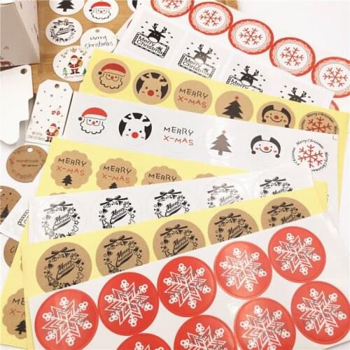 300PCS Merry Christmas Labels Self Adhesive For Dragee Candy Gift Box Cake Boxes and Packaging Bags