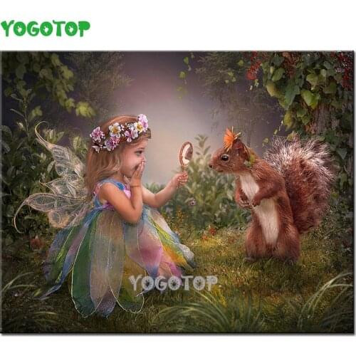5D Diy mosaic Flower Fairy Elf 3D Diamond Painting square Round Rhinestone Diamond Embroidery squirrel cross stitch gift YY4869
