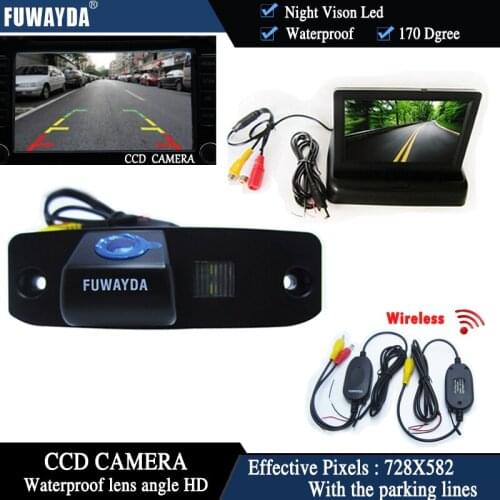 FUWAYDA Wireless CCD Chip Car Rearview Camera for Hyundai Tucson Accent Elantra Terracan Veracruz+4.3 Inch foldable Monitor
