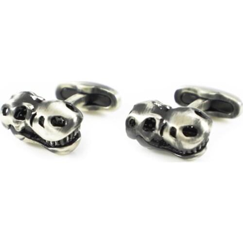 Dinosaur Skull Cuff Links Burnished Silver Tone Dinosaur Head Skull Cuff Links Fathers Day Gift Birthday Gifts Cuff Links