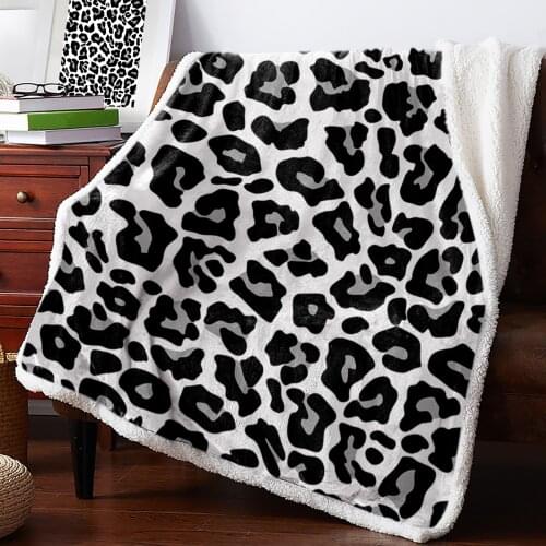 Black And White Leopard Skin Texture Blanket for Beds Sofa Fleece Throw Blanket Winter Bedclothes Bedspread Cashmere Blanket
