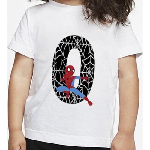 Spiderman Kids T-Shirt Birthday Lucky Number Clothes Tops Girls Boys Summer Costumes Casual Tshirt Best Gifts for Children
