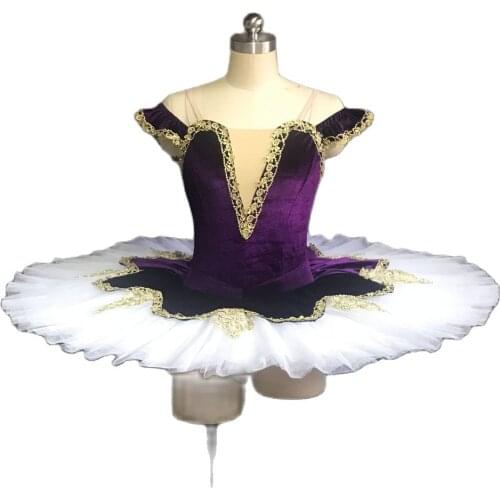 Purple velvet bodice with white stiff ballet Tutu Girl & Women Stage Performance Ballet Tutu Pre-professional Ballet Tutu